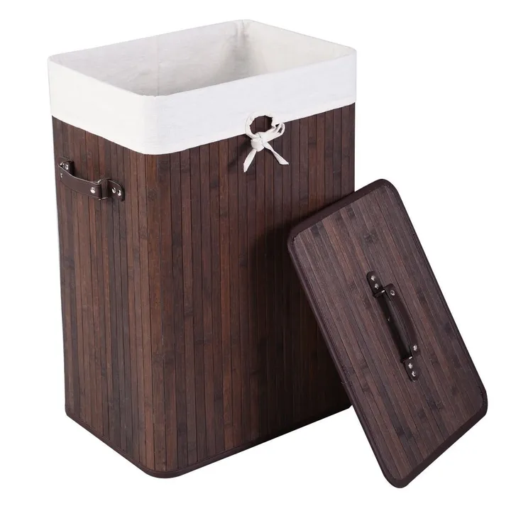 Directdeals Natural Bamboo Laundry Hamper with Lid & Detachable Pocket