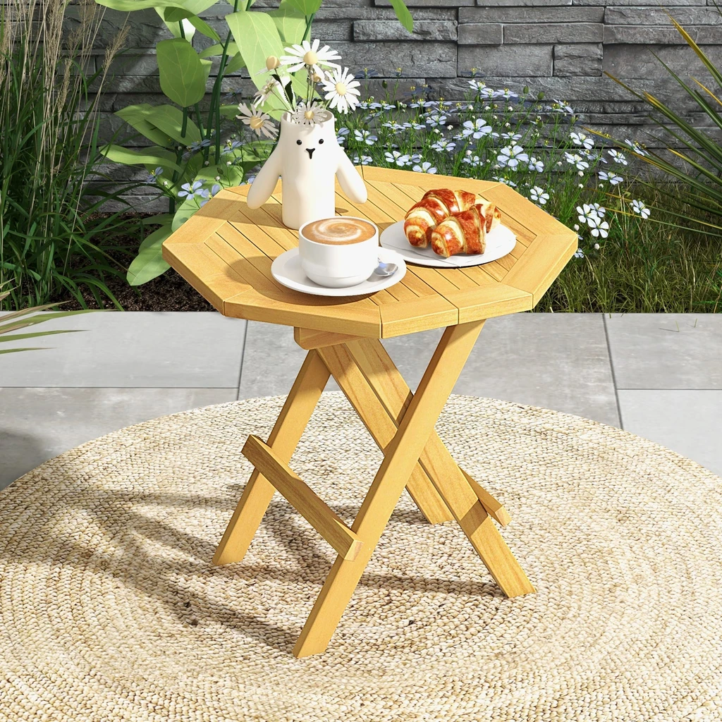 Directdeals Teak Wood Octagon Coffee Table - Elegant & Space-Saving
