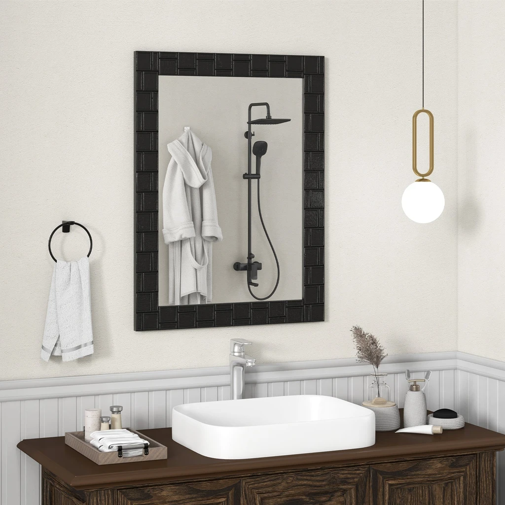 Directdeals Chic Black Framed Rectangle Vanity Mirror for Home Decor
