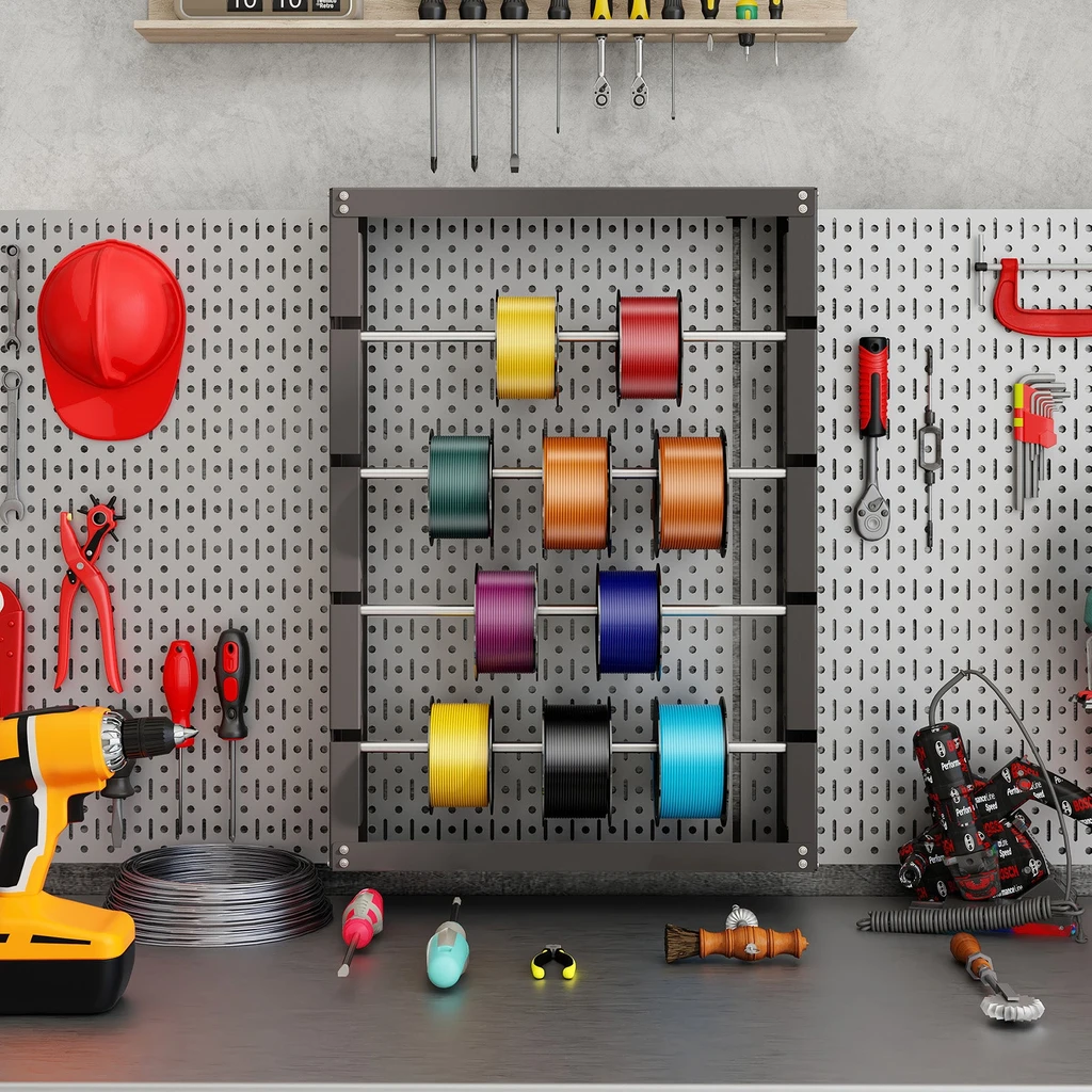 Directdeals Wall-Mounted Wire Spool Rack with 4 Removable Rods