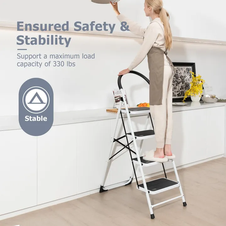 Directdeals 4-Step Folding Ladder with Anti-Slip Safety Features