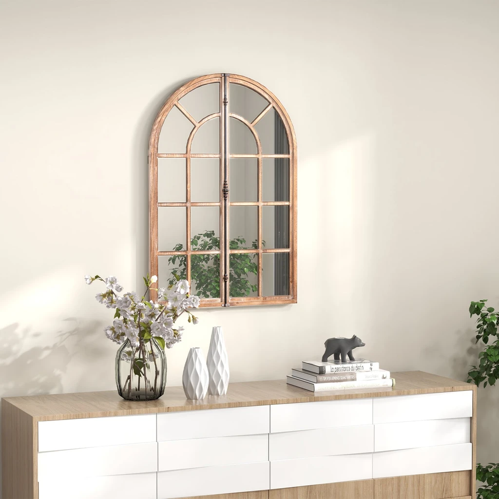 Directdeals Arched Window Pane Farmhouse Wall Mirror for Home Decor