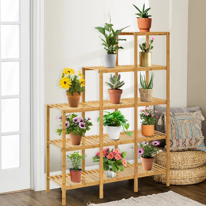Directdeals Multifunctional Bamboo Shelf Display Organizer