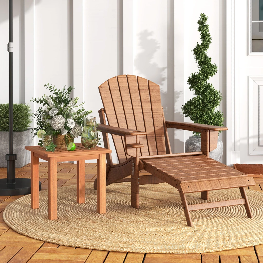 Directdeals Durable Hardwood Square Side Table for Outdoor & Indoor Use