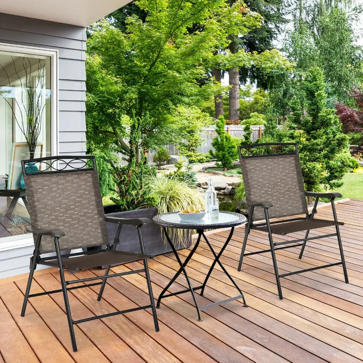 Directdeals Set of 2 Portable Folding Patio Chairs with Armrests