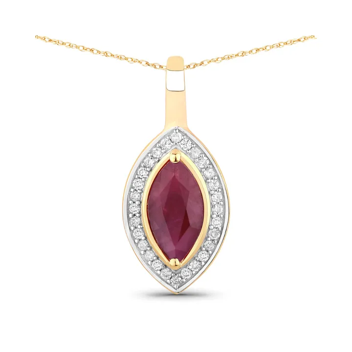 Fine Color Jewels Genuine 10K \Ruby and White Diamond Pendant