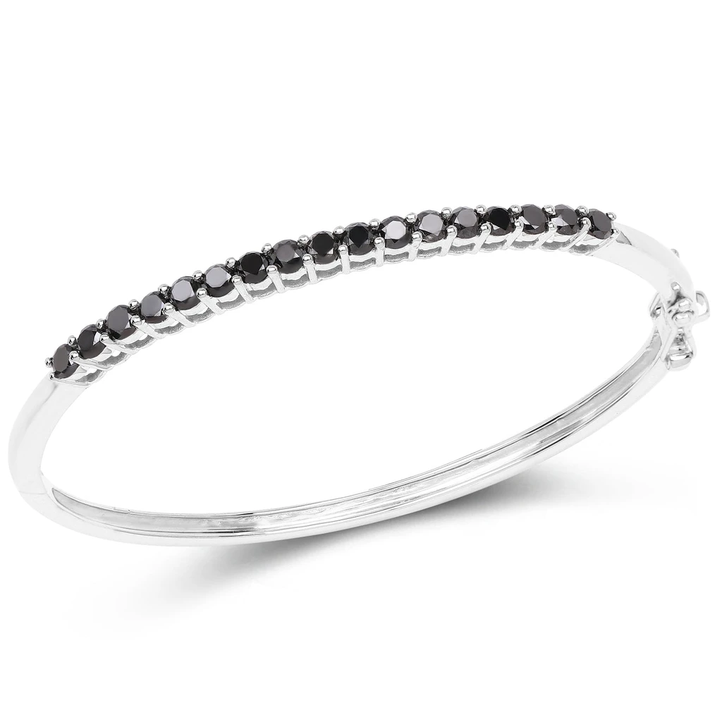 Fine Color Jewels Genuine Black Diamond Bangle Bracelet