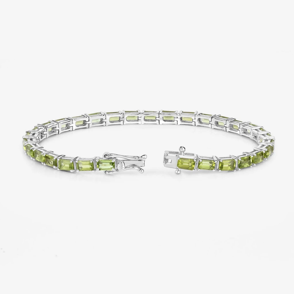 Fine Color Jewels Genuine Green Peridot Tennis Bracelet