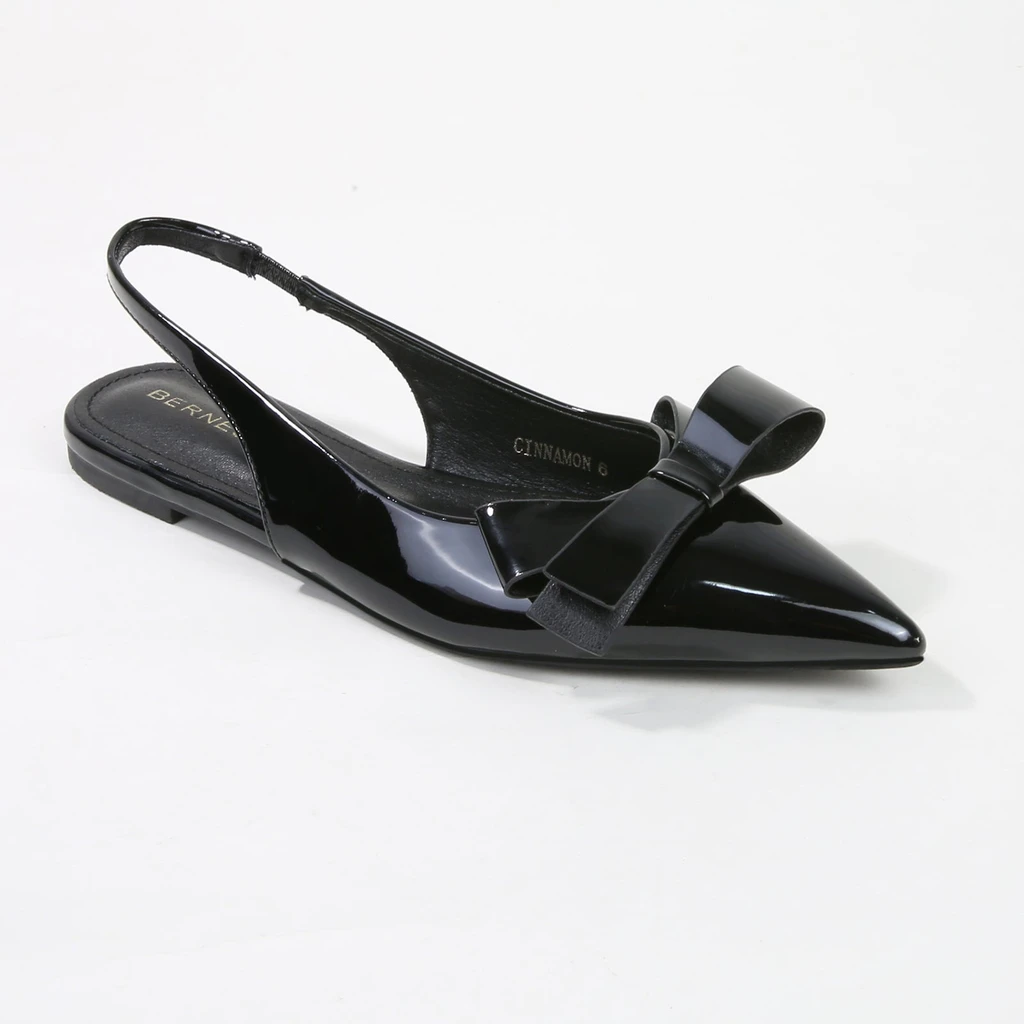 Berness Cinnamon Point Toe Slingback Flats With Oversize Bow