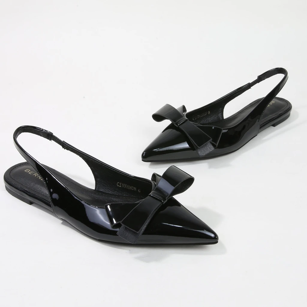 Berness Cinnamon Point Toe Slingback Flats With Oversize Bow