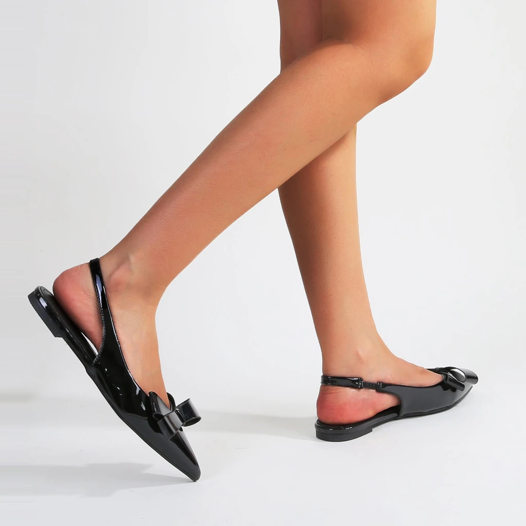 Berness Cinnamon Point Toe Slingback Flats With Oversize Bow