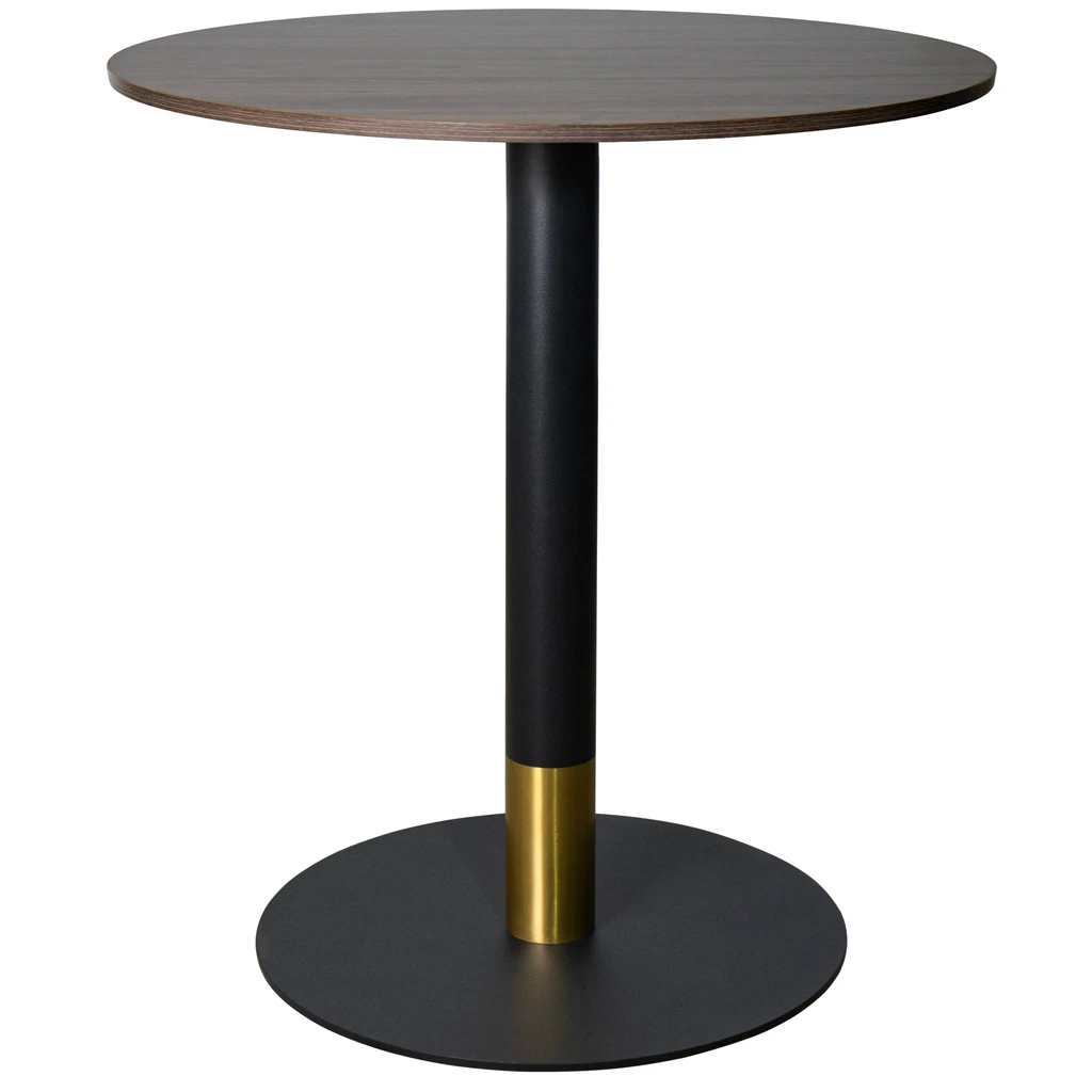 LeisureMod Vail Collection Dining Table Black/Gold Base With Round MDF Top