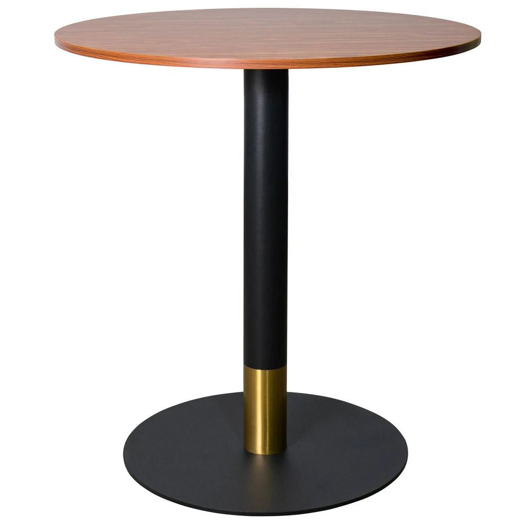 LeisureMod Vail Collection Dining Table Black/Gold Base With Round MDF Top