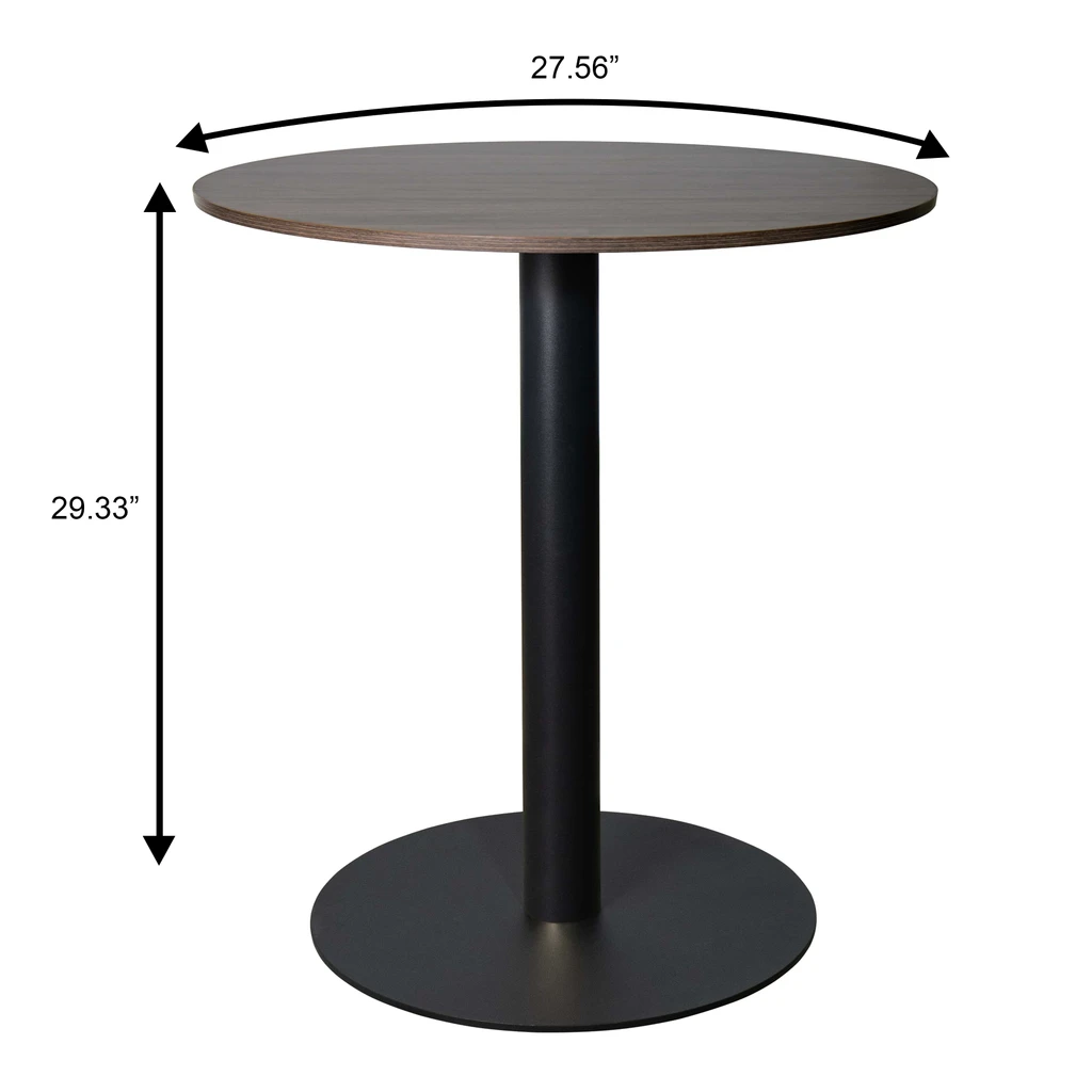 LeisureMod Vail Collection Dining Table Black Base With Round MDF Top