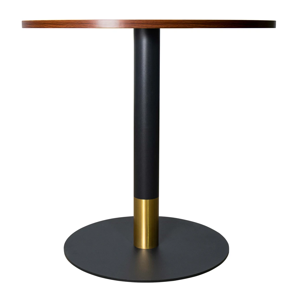 LeisureMod Vail Collection Dining Table Black/Gold Base With Round MDF Top