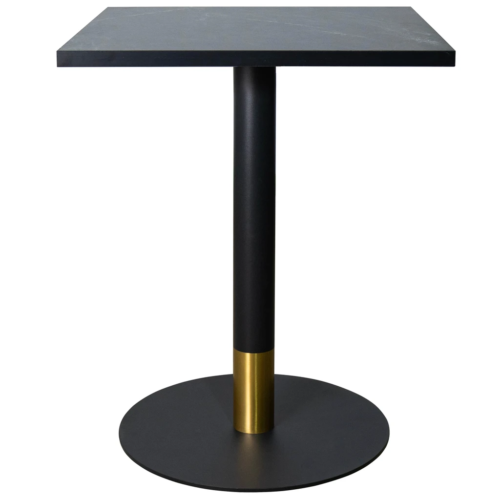 LeisureMod Vail Collection Dining Table Black/Gold Base With 24" Square MDF Top