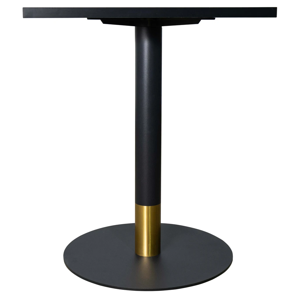 LeisureMod Vail Collection Dining Table Black/Gold Base With 24" Square MDF Top