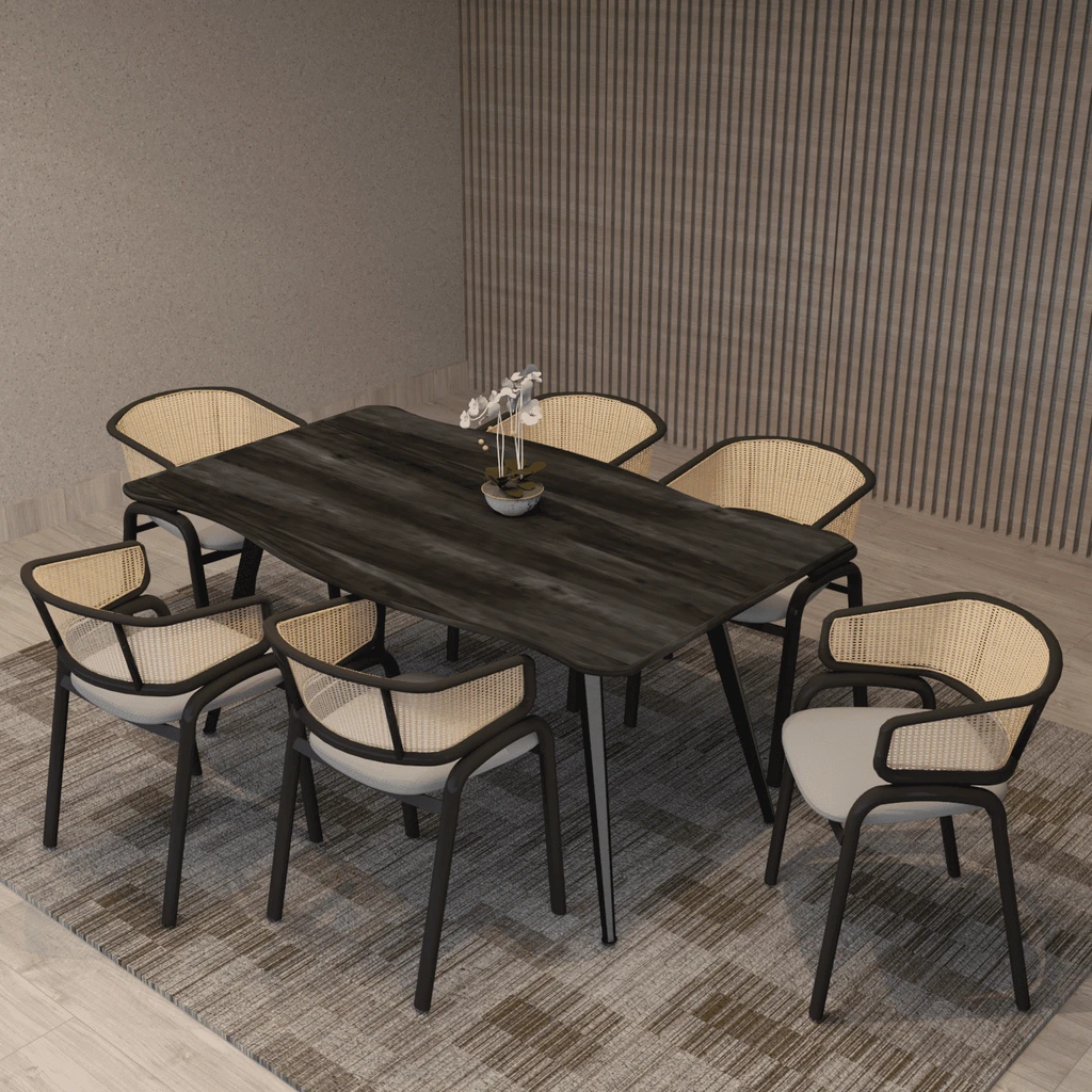 LeisureMod Ravenna Rectangular Dining Table With MDF Tabletop And Metal Legs
