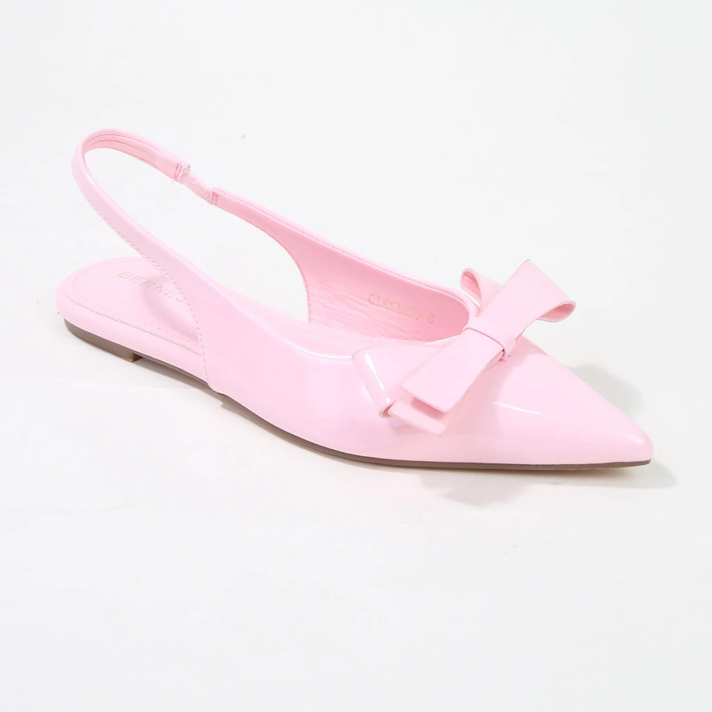 Berness Cinnamon Point Toe Slingback Flats With Oversize Bow