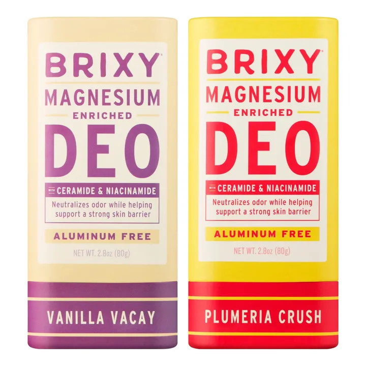 BRIXY Magnesium Enriched Deo 2-Pack - Vanilla Vacay + Plumeria Crush