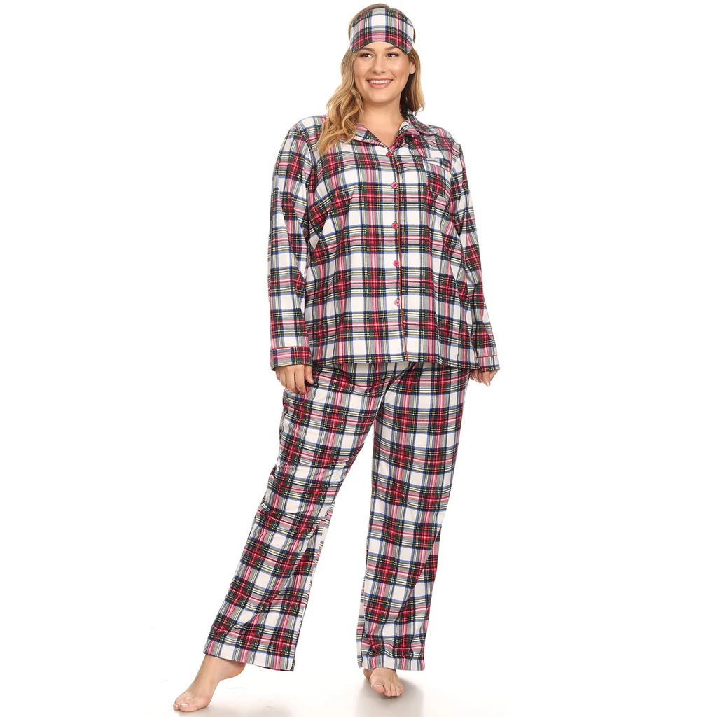 White Mark Women's Plus Size Three-Piece Pajama Set