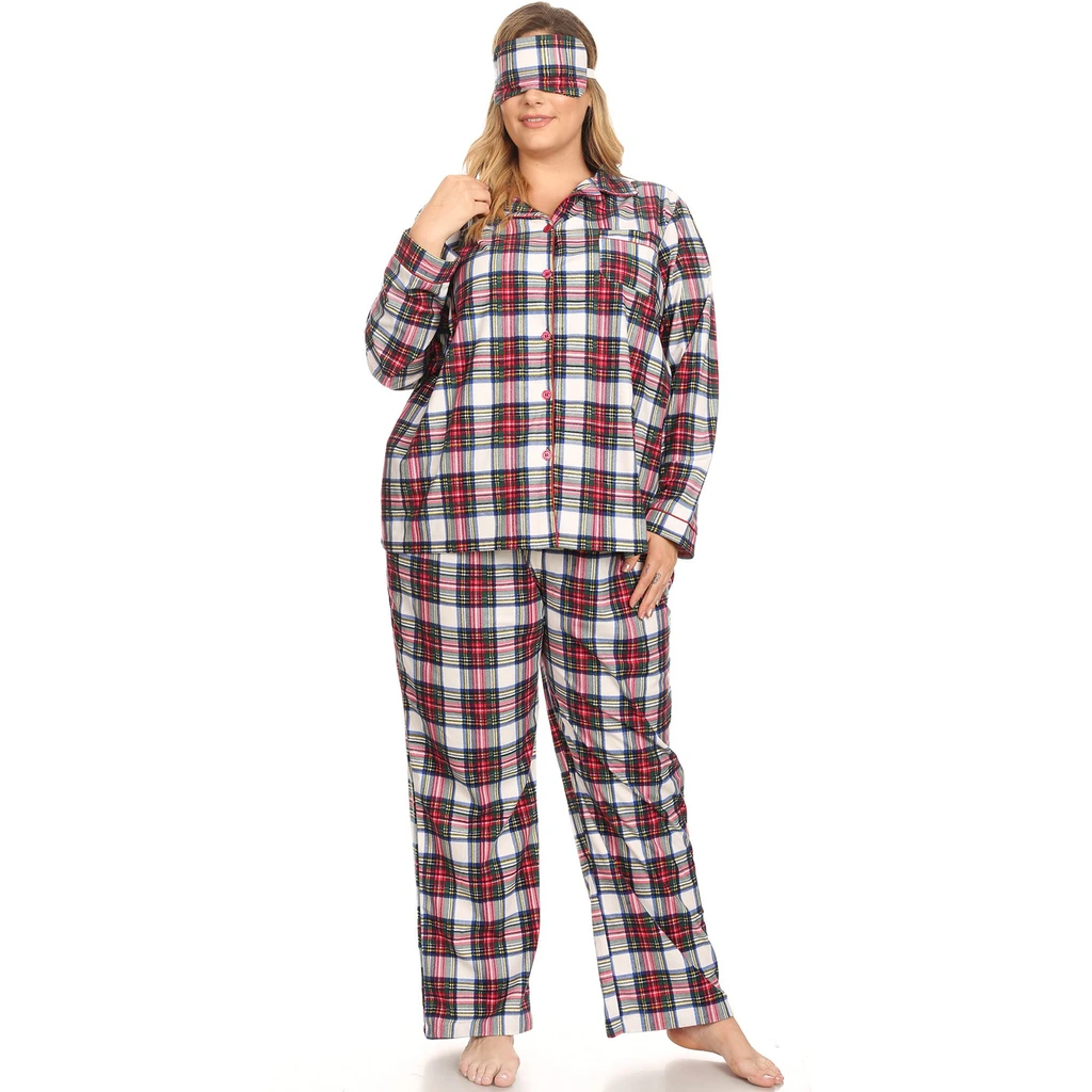 White Mark Women's Plus Size Three-Piece Pajama Set