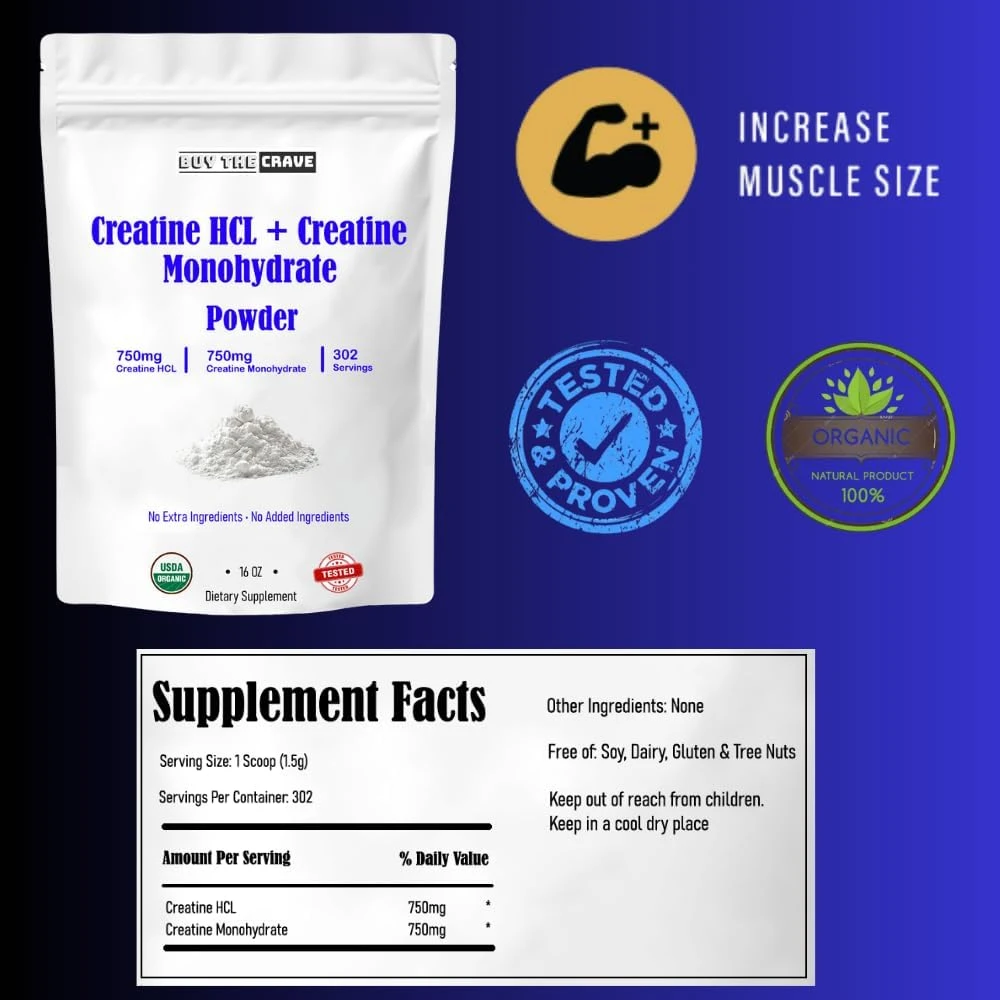 Buy The Crave Creatine HCL + Creatine Monohydrate Mix Powder