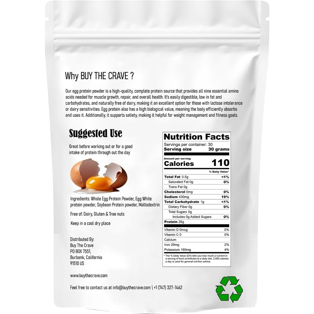 Buy The Crave Egg White Protein Powder, Soybean Powder Lactose Free