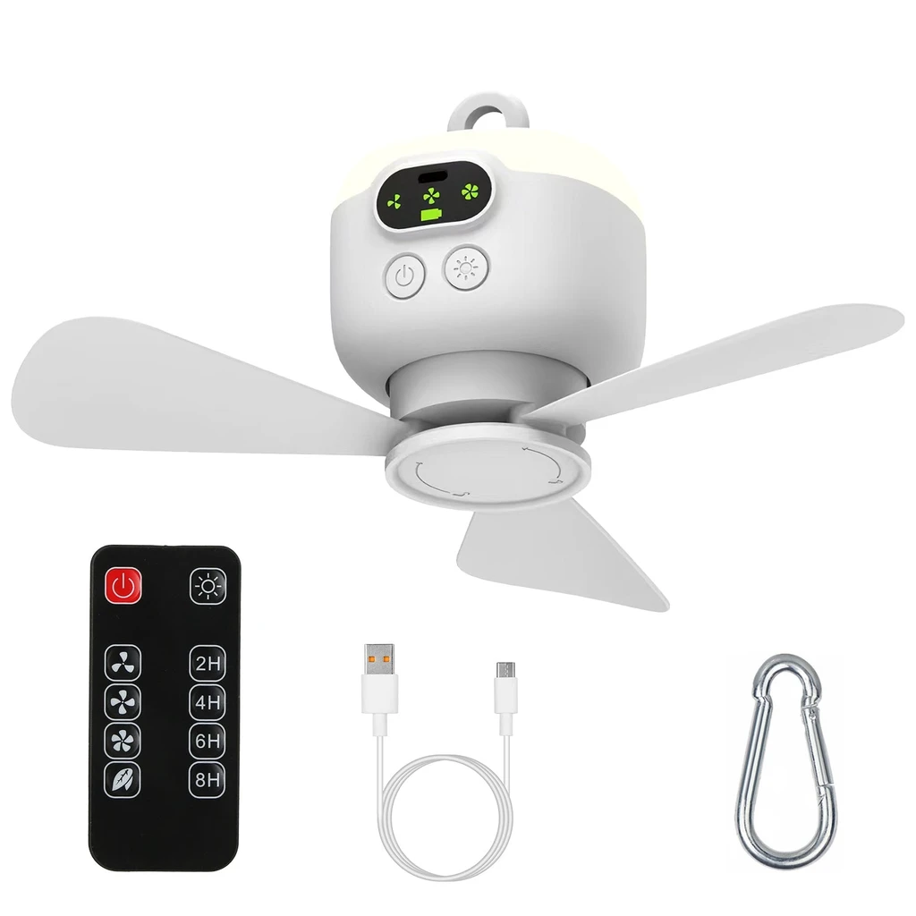 Directdeals Rechargeable Tent Fan With Light