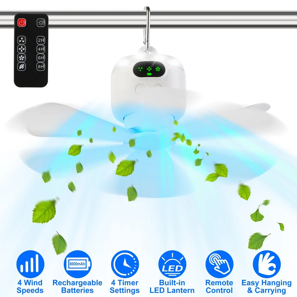 Directdeals Rechargeable Tent Fan With Light
