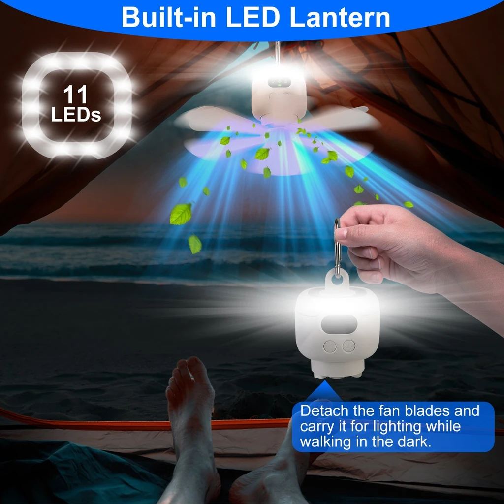 Directdeals Rechargeable Tent Fan With Light