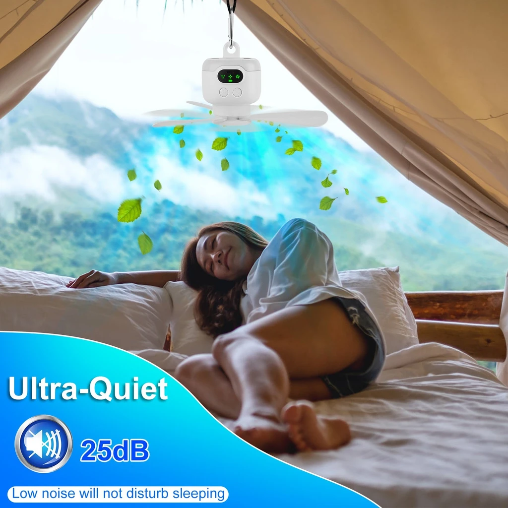 Directdeals Rechargeable Tent Fan With Light
