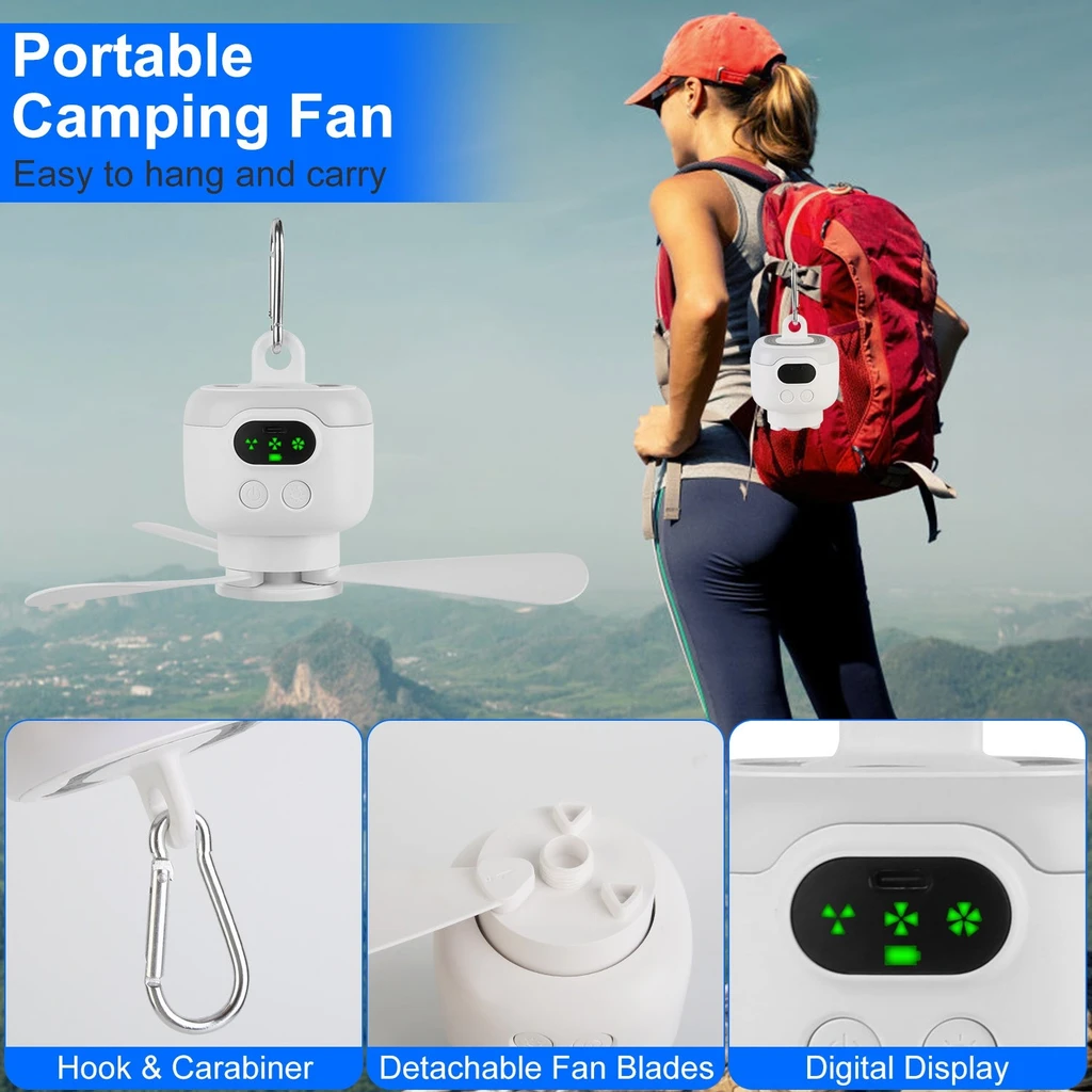 Directdeals Rechargeable Tent Fan With Light