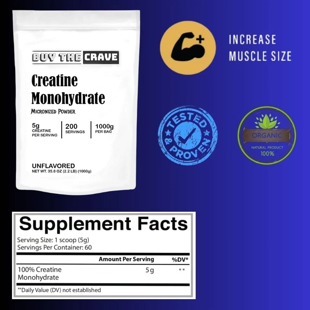 Buy The Crave Ultra-Pure Micronized Creatine Monohydrate Powder