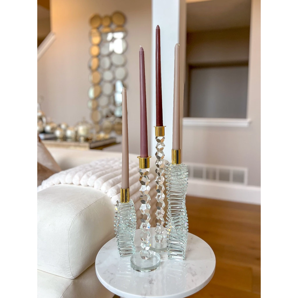Vivience FOL Crystal Candlestick Angular Shape with Linear Design