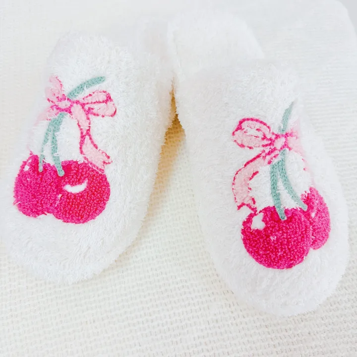 Ellison+Young Cherry Bow Coziest Lounge Slippers