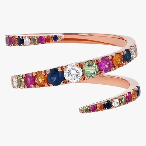 Noémie Multi-Color Sapphire Graduate Spiral Ring - 18K Gold | VS Clarity