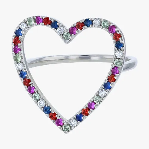Noémie Open Heart Sapphires Ring - 18K Gold | VS Clarity