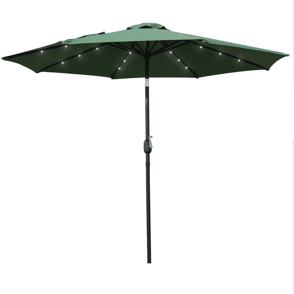 LeisureMod Sierra Outdoor Patio Tilt Market Umbrella With Solar LED Lights