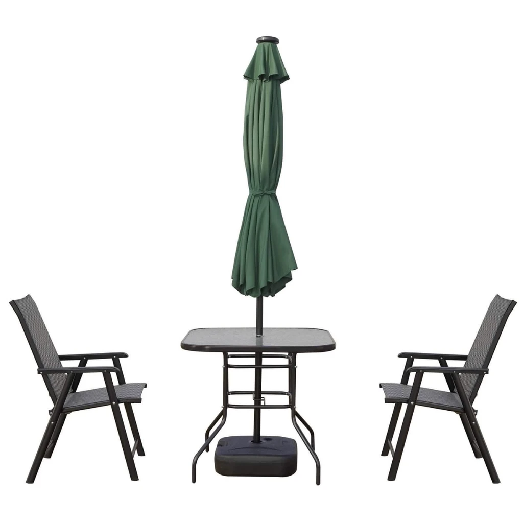 LeisureMod Sierra Outdoor Patio Tilt Market Umbrella With Solar LED Lights