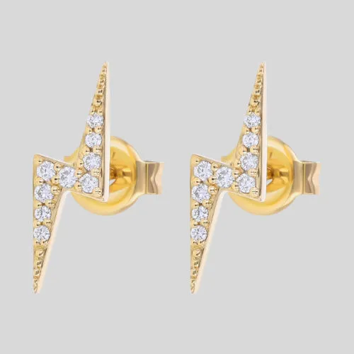Noémie White Diamond Lightning Bolt Stud - 18K Gold | VS Clarity