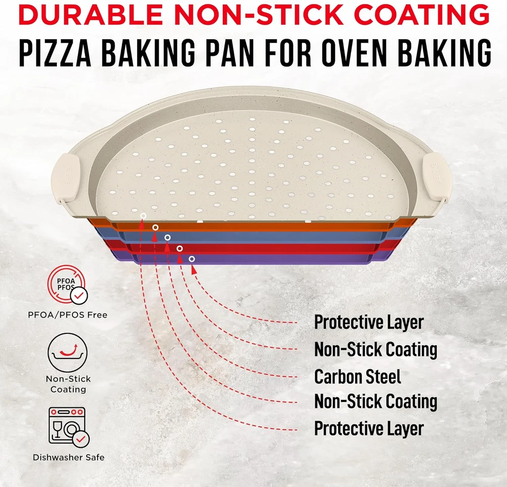 Bakken-Swiss Pizza Baking Pan with Silicone Handle