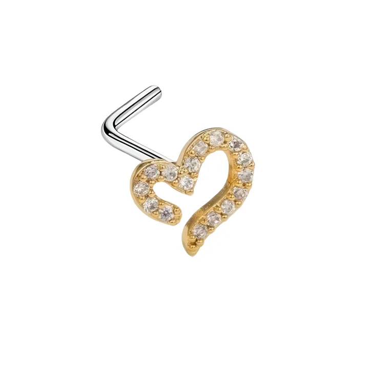 YonidaPunani Y2K Curve Heart Nose Stud Piercing