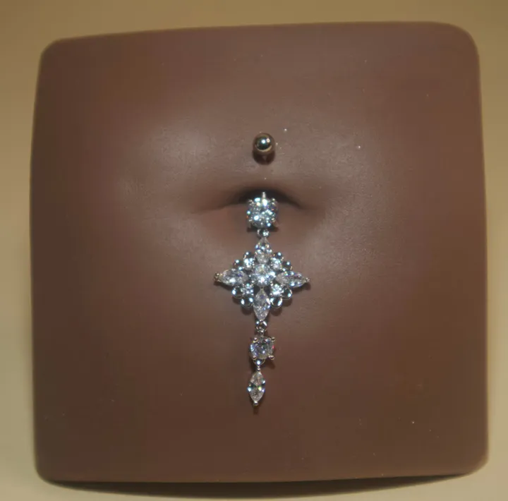 YonidaPunani Steel Big Gem Two Dangle Navel Belly Button