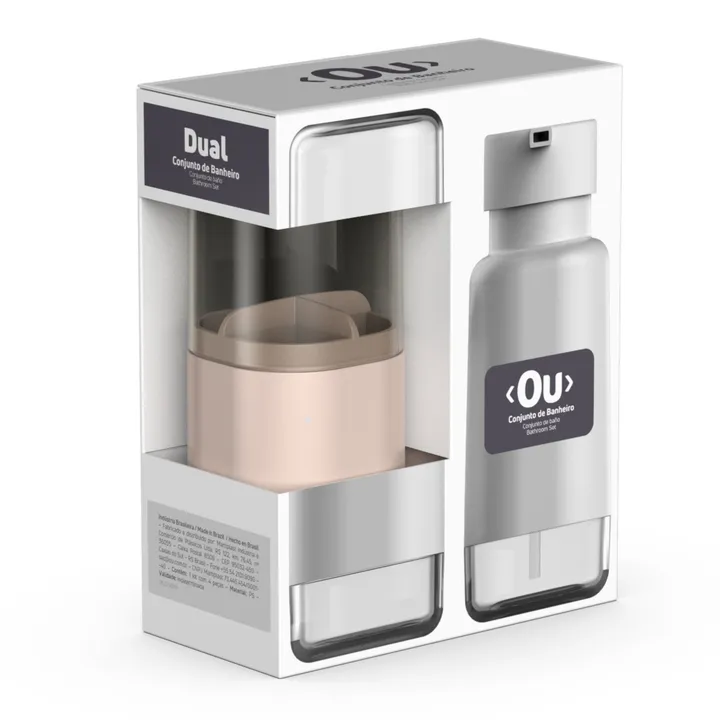 OU OU Soap Dispenser & Toothbrush Holder, Dual Bathroom Set 16.9oz Soap Dispenser, Nonslip Bathroom Organizer