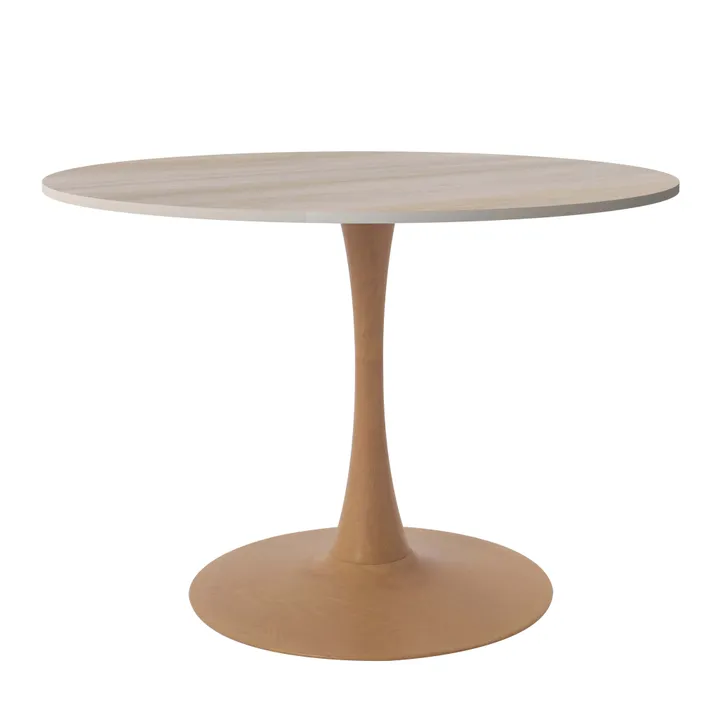 LeisureMod Bristol Round Dining Table Wood Transfer - Natural