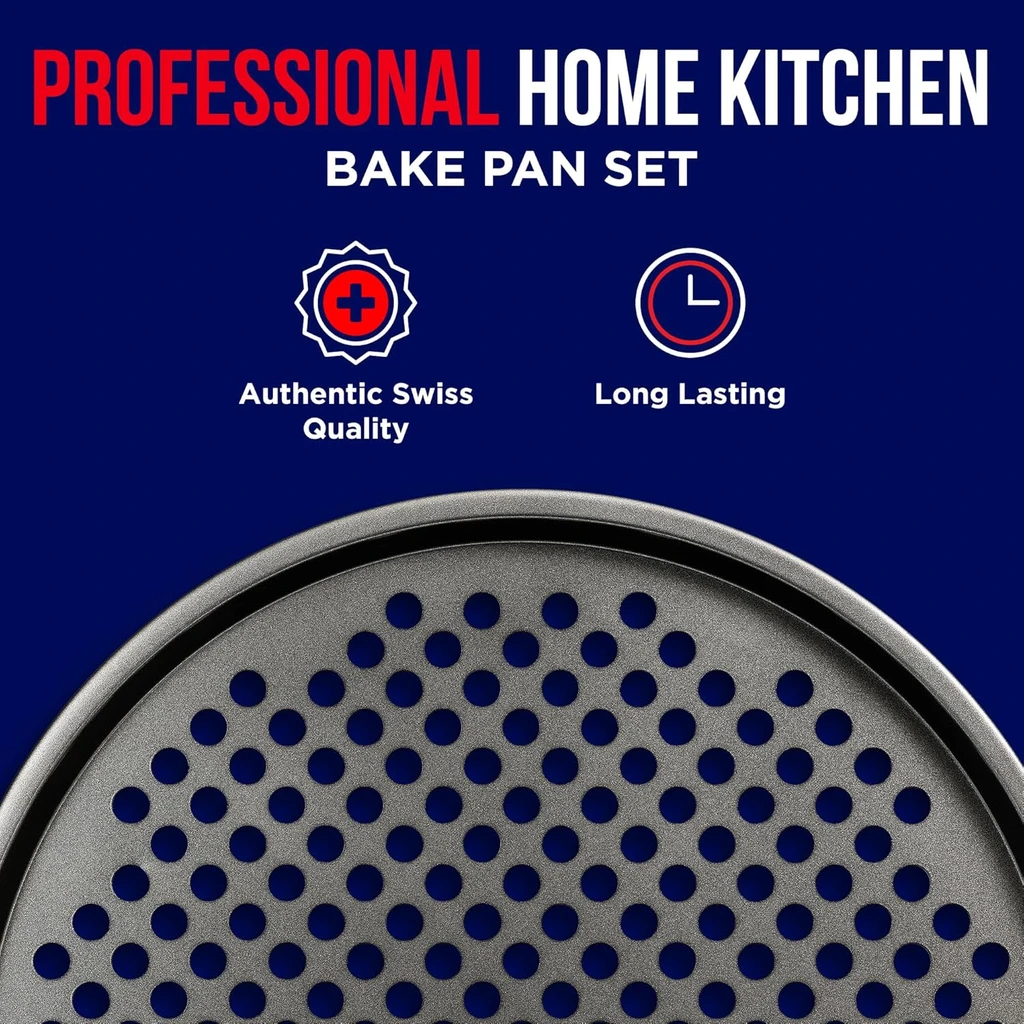Bakken-Swiss Non-Stick Perforated Pizza Pan Set