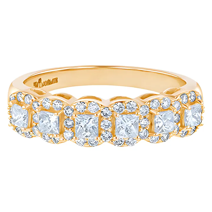 Noémie Princess Diamond Halo Half Band Ring - VS Clarity