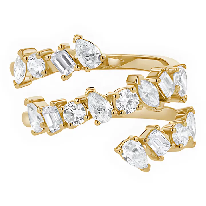 Noémie Multi Shape Diamond Spiral Ring - 18K Gold | VS Clarity