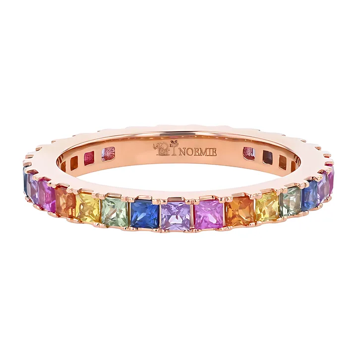 Noémie Princess Cut Multi Sapphire Eternity Band - 18K Gold